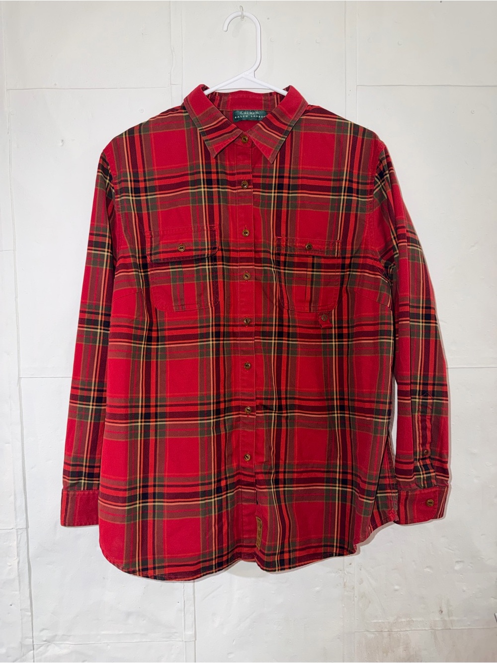 VTG Ralph Lauren DRY GOODS SUPPLY CO. Red Plaid Button-Down Flannel Shirt